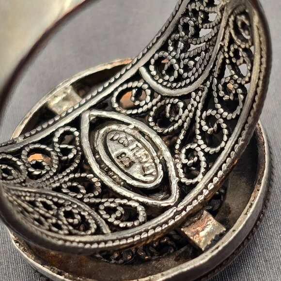 DGS Sterling Silver Ornate Filigree Signet Ring Size 10 Round Front 8.17g Turkey - Picture 6 of 10